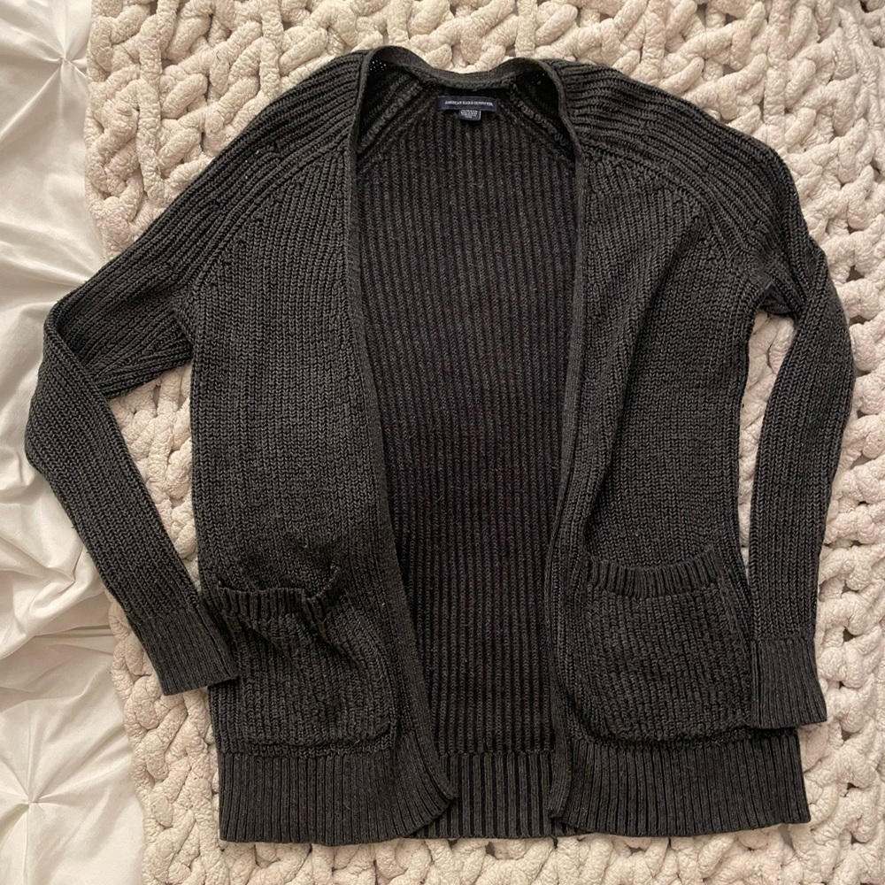 American Eagle Dark Grey Knit Cardigan Size XS